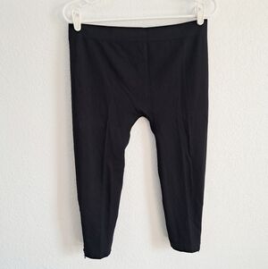 Soho Lady OS Capri Leggings Black Side Zips Rhinestones Stretch Lightweight